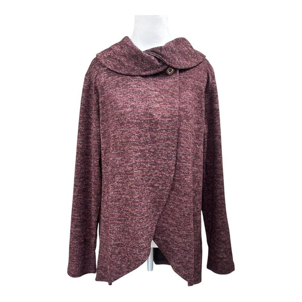 Maurices Knit Asymmetrical Button Cowl Neck Cardigan Sz L